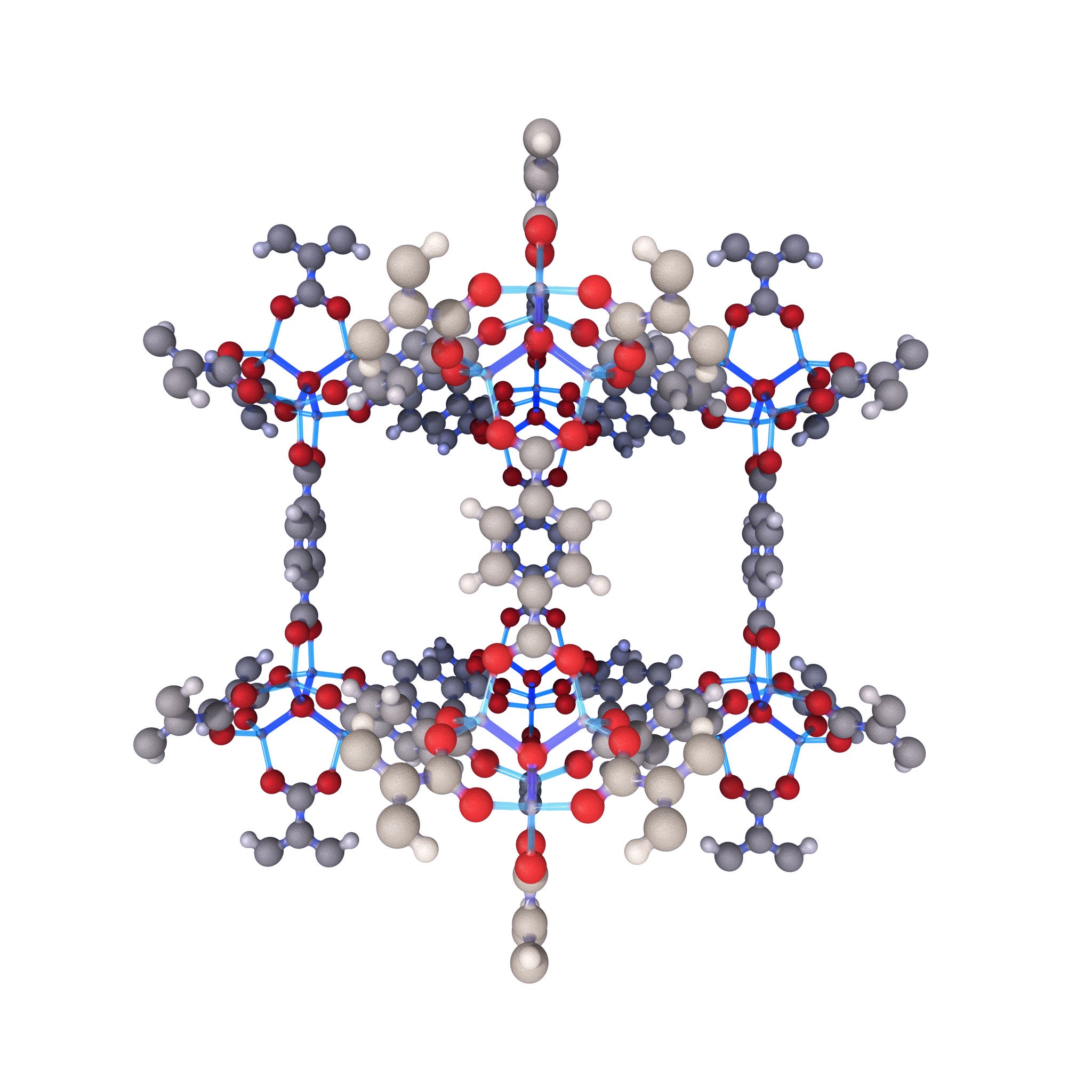 Estructura geométrica de un MOF (Metal-Organic Framework)